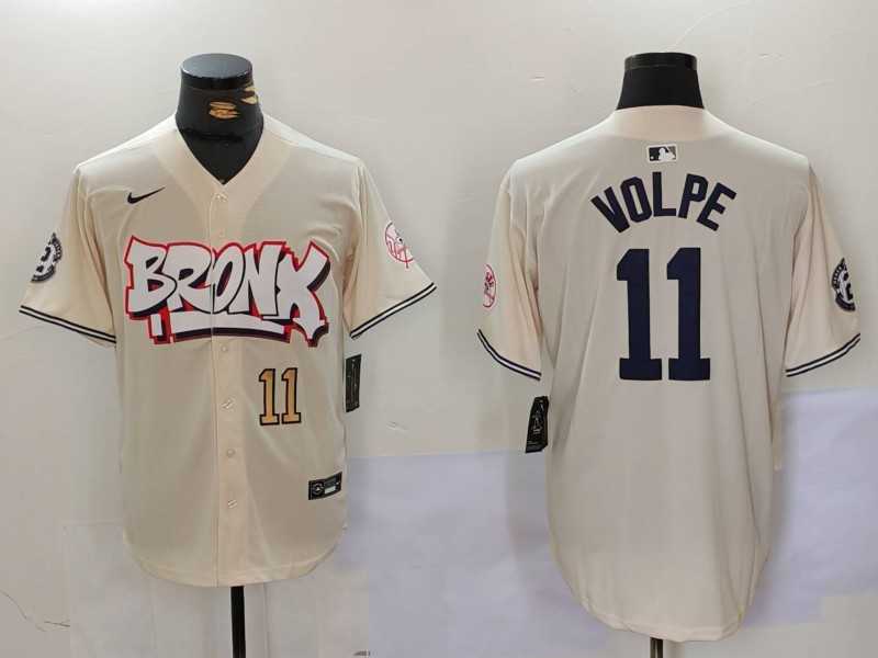 Mens New York Yankees #11 Anthony Volpe Cream Limited Stitched Baseball Jerseys